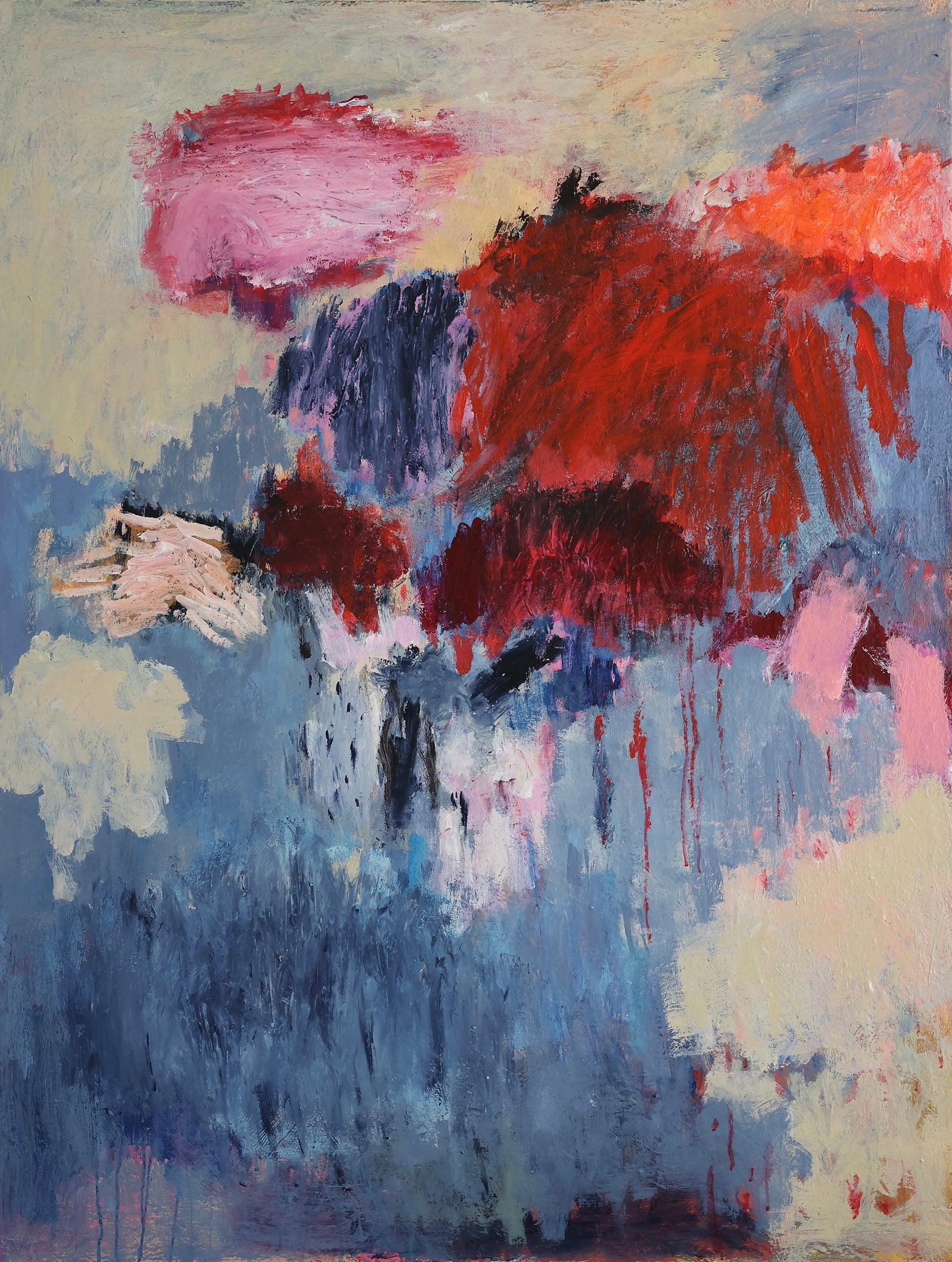 Abstract artwork "Untitled #3" by YOKE BAKKER featuring vibrant, textured mixed media on canvas.