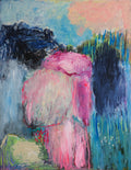 Abstract art piece titled Untitled #5 by YOKE BAKKER, featuring bold colors and textured brushstrokes on canvas.