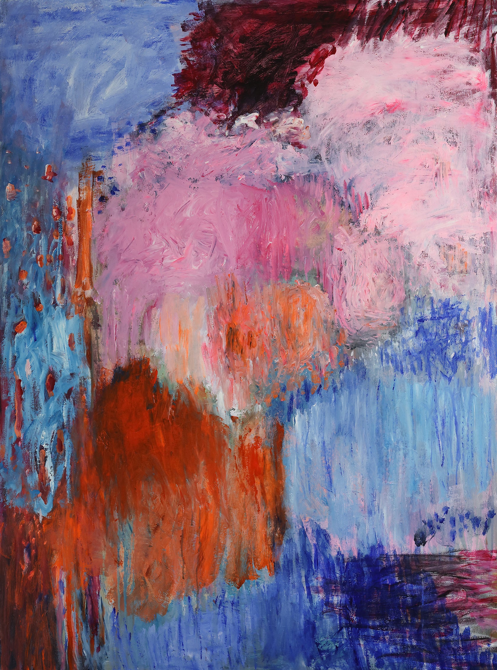 YOKE BAKKER Untitled #6 modern abstract artwork with vibrant colors and textured surface, displayed on a gallery wall.