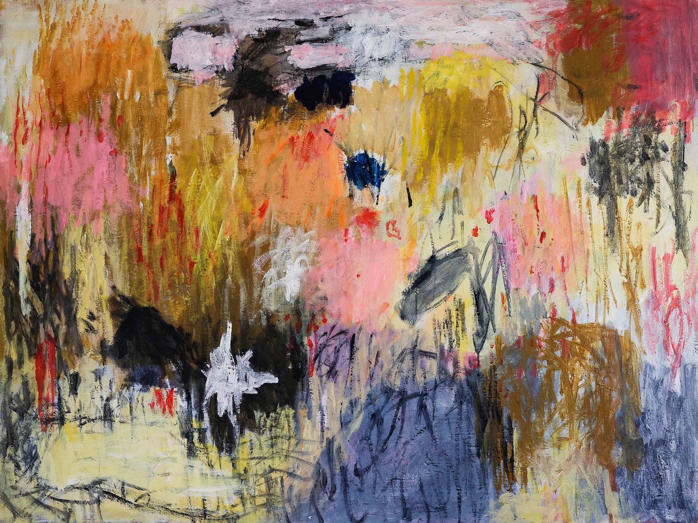 YOKE BAKKER Untitled #9 artwork featuring abstract shapes and vibrant colors on paper.