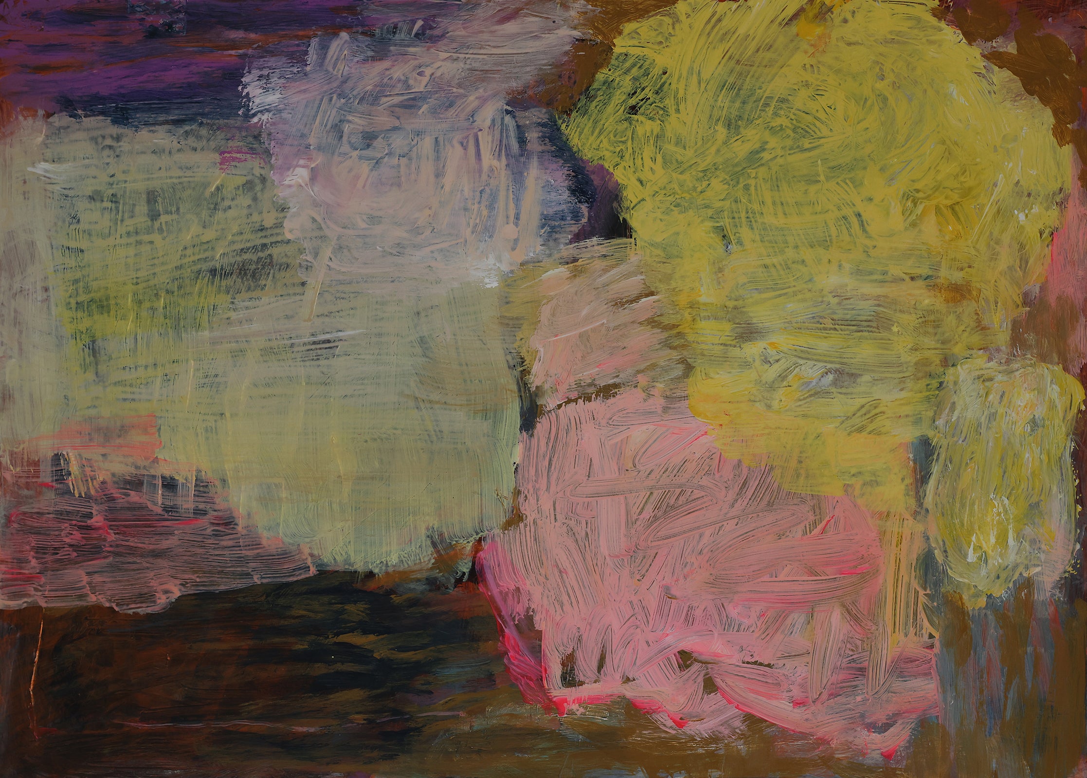YOKE BAKKER Untitled #15 - P artwork featuring abstract shapes and vibrant colors, displayed on a gallery wall.