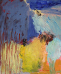 YOKE BAKKER Untitled #20 - P artwork featuring abstract shapes and vibrant colors, displayed on a gallery-style wall.
