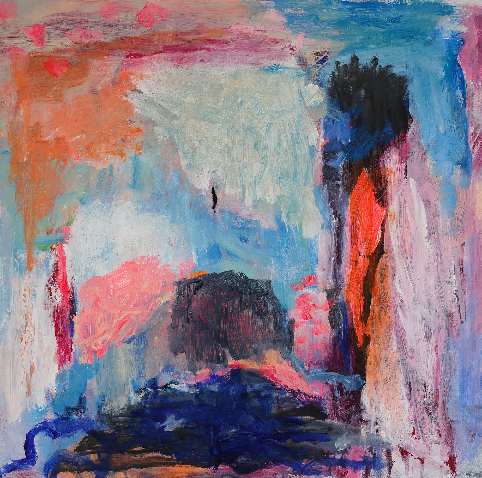 Abstract artwork titled Untitled #19 by YOKE BAKKER, featuring bold brushstrokes and vibrant colors on a canvas.