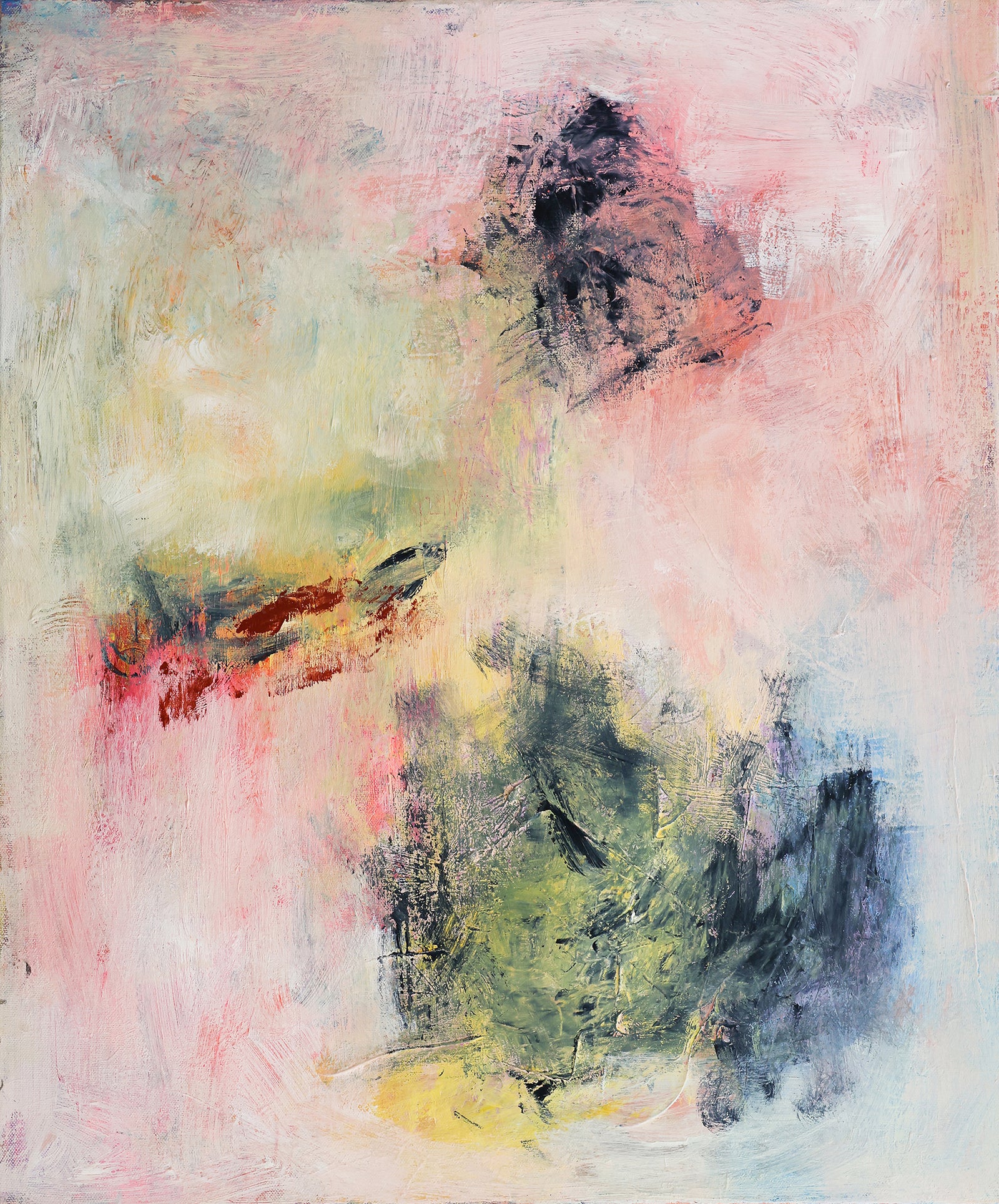 YOKE BAKKER Untitled #18 art print featuring abstract geometric shapes in muted tones, displayed on a white background.