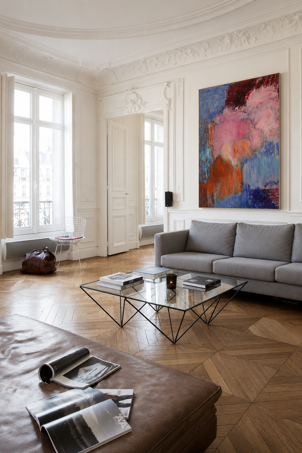 Abstract artwork titled Untitled #6 by YOKE BAKKER, featuring bold colors and dynamic brushstrokes on canvas.